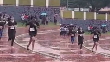 തിരുവനന്തപുരത്ത് പെരുമഴയത്ത് ഉപജില്ലാ സ്‌കൂള്‍ മീറ്റ് നടത്തി അധികൃതര്‍; നനഞ്ഞ് കുതിര്‍ന്ന് കുട്ടികള്‍