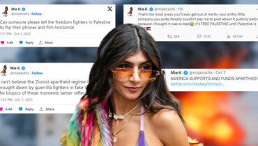 പലസ്തീനൊപ്പം നില്‍ക്കാതിരിക്കാന്‍ കഴിയില്ലെന്ന് മിയ ഖലീഫ; അറിവില്ലായ്മ കൊണ്ടാണെന്ന് സോഷ്യല്‍മീഡിയ