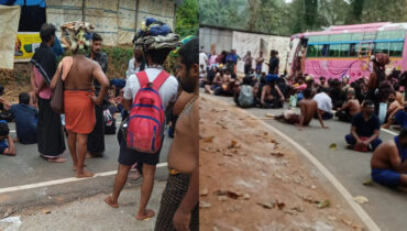 കാട്ടാനക്കൂട്ടമിറങ്ങിയിട്ടും കാനനപാതയിലൂടെ മലകയറണമെന്ന് തീര്ത്ഥാടകര്; അനുവദിക്കാനാകില്ലെന്ന് വനംവകുപ്പ്