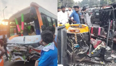 മഞ്ചേരിയില്‍ ബസ് ഓട്ടോറിക്ഷയിലിടിച്ച് അഞ്ച് മരണം; മരിച്ചത് ഓട്ടോയാത്രികരും ഡ്രൈവറും