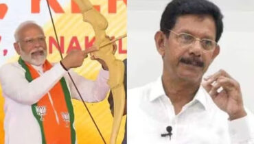 മറൈന്‍ഡ്രൈവില്‍ ബിജെപി ശക്തികേന്ദ്ര പ്രമുഖരുടെ സമ്മേളനത്തില്‍ പ്രധാനമന്ത്രിക്കൊപ്പം പ്രൊഫ. ടി ജെ ജോസഫും