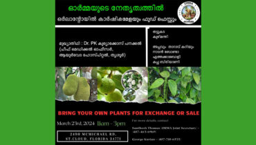 കേരളത്തിൻ്റെ കാർഷിക – ഭക്ഷ്യ സംസ്കൃതിയിലേക്ക് ഒരു തിരിച്ചുപോക്ക്; ഒർലാണ്ടോയിൽ ഓർമയുടെ ഹരിത – ഭക്ഷ്യ മേളകൾ 23ന്