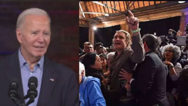 ‘നിങ്ങളൊരു ഏകാധിപതിയാണ്, വംശഹത്യക്കാരനാണ്’; ജോ ബൈഡന്റെ പ്രചാരണത്തിനിടെ പ്രതിഷേധം