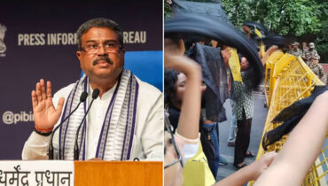 കേന്ദ്രമന്ത്രി ധര്മേന്ദ്ര പ്രധാന് നേരെ കരിങ്കൊടി : ഡല്ഹി സര്വകലാശാലയില് യോഗാദിനാചരണം നിര്ത്തിവെച്ചു