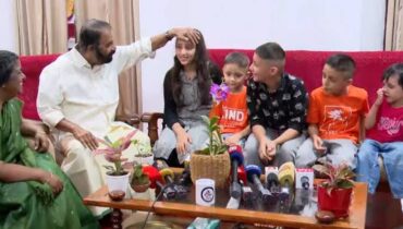 മന്ത്രി ശിവൻകുട്ടിയെ കാണാൻ റോസ് ഹൗസിലെത്തി അഫ്ഗാൻ കുട്ടികൾ