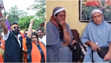 പ്രതിഷേധവുമായി ബജ്‍റം​ഗ്‍ദൾ പ്രവർത്തകർ കോടതിക്ക് മുന്നിലേക്ക് ഇരച്ചെത്തി, കന്യാസ്ത്രീകളുടെ ഹർജി പരിഗണിച്ചില്ല, ജാമ്യമില്ല; ഹൈക്കോടതിയെ സമീപിക്കാൻ നിർദ്ദേശം