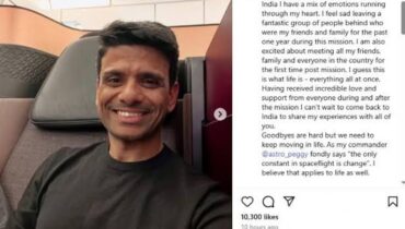 ശുഭാൻശു ശുക്ല ഇന്ത്യയിലേക്ക്; നാളെയെത്തുമ്പോൾ പ്രധാനമന്ത്രിയുമായി കൂടിക്കാഴ്ച നടത്തിയേക്കും