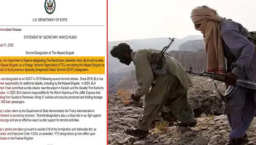 പാക്കിസ്ഥാനിലെ  ബലൂചിസ്ഥാൻ ലിബറേഷൻ ആർമിയെ വിദേശ ഭീകര സംഘടനയായി പ്രഖ്യാപിച്ച് യുഎസ്