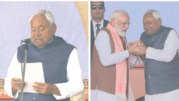 ബീഹാർ മുഖ്യമന്ത്രിയായി നിതീഷ് കുമാർ സത്യപ്രതിജഞ ചെയ്‌ത് അധികാരത്തിലേറി, നിതീഷിനിത് പത്താമൂഴം, സാക്ഷ്യം വഹിച്ച് മോദി