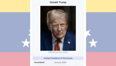 ട്രംപ് സ്വയം  വെനസ്വേലയുടെ ആക്ടിങ് പ്രസിഡൻ്റായി ; വിക്കിപീഡിയ പേജ് പോലെയുള്ള സ്വയം അവരോധിച്ച  ചിത്രം പങ്കുവെച്ച് ട്രംപ്