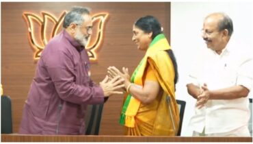 വിസ്മയം പറവൂരിൽ നിന്നാകട്ടെ എന്ന് രാജീവ് ചന്ദ്രശേഖർ; പറവൂരിലെ കോൺഗ്രസ് നേതാവ് ബിജെപിയിൽ ചേർന്നു, ഷാളണിയിച്ച് സ്വീകരണം