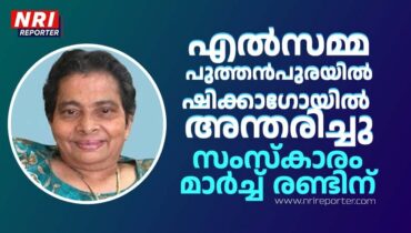 എൽസമ്മ പുത്തൻപുരയിൽ ഷിക്കാഗോയിൽ അന്തരിച്ചു; സംസ്കാരം മാർച്ച് 2 ന്