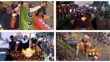 തലസ്ഥാനത്തെ ഇളക്കിമറിച്ച് പ്രധാനമന്ത്രിയുടെ റോഡ് ഷോ; തിരുവനന്തപുരത്തെ 4 സ്ഥാനാർത്ഥികൾ മോദിക്കൊപ്പം വാഹനത്തിൽ