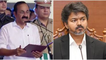 കേരളത്തിലെ സത്യപ്രതിജ്ഞാ ചടങ്ങിൽ നിന്ന് വിജയ് വിട്ടുനിന്നതിൽ തമിഴ്നാട്ടിൽ വിവാദം കത്തുന്നു, മോദിയെ ഭയന്നെന്ന് ഡിഎംകെ, തിരക്ക് കാരണമെന്ന് ടിവികെ
