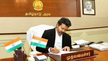 മറ്റുള്ളവരുടെയെല്ലാം ചിത്രം ഒഴിവാക്കി, മുഖ്യമന്ത്രി വിജയ്‌യുടെ ഓഫീസിൽ ഒറ്റ ചിത്രം മാത്രം, സിഎൻ അണ്ണാദുരൈ; ദ്രാവിഡ രാഷ്ട്രീയത്തിൽ പുതിയ ചർച്ചകൾക്ക് തുടക്കമിട്ട് ടിവികെ