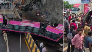 കുറ്റിപ്പുറത്ത് ബസ് കാറിന് മുകളിലേക്ക് മറിഞ്ഞ് ഒരാള്‍ മരിച്ചു; നിരവധി പേര്‍ക്ക് പരിക്ക്