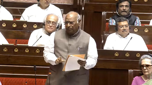 വിദ്യാഭ്യാസ രംഗത്ത് മനുസ്മൃതി ജാതീയത പ്രോത്സാഹിപ്പിക്കുന്നു; രാജ്യസഭയിൽ ആഞ്ഞടിച്ച് ഖാർഗെ, പ്രതിഷേധവുമായി ഭരണപക്ഷം