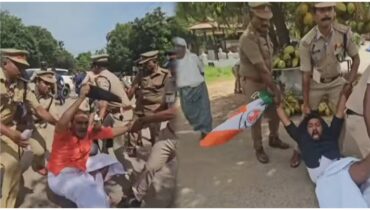 അതീവ സുരക്ഷ മറികടന്ന് യൂത്ത് കോൺഗ്രസ് പ്രതിഷേധം, കൊല്ലത്ത് അമിത് ഷായുടെ വാഹനത്തിന് മുന്നിൽ കരിങ്കൊടിയുമായി ചാടിവീണു; അറസ്റ്റ് ചെയ്ത് നീക്കി